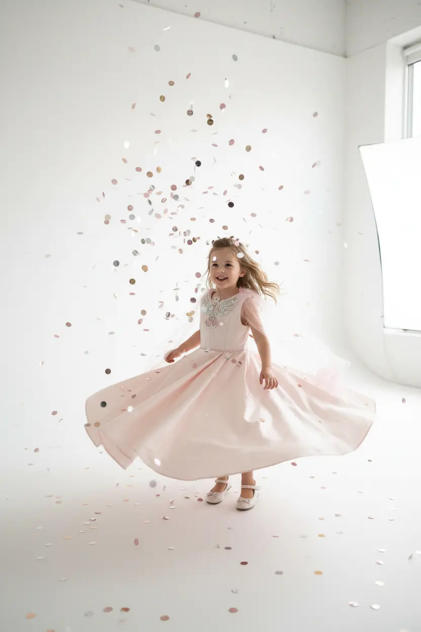 Girl twirling in studio