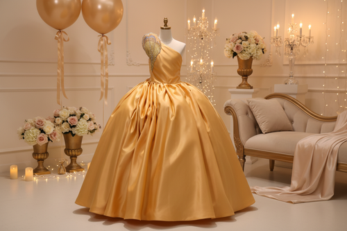 Gold Birthday Princess Dress in Luxurious Party Setting
