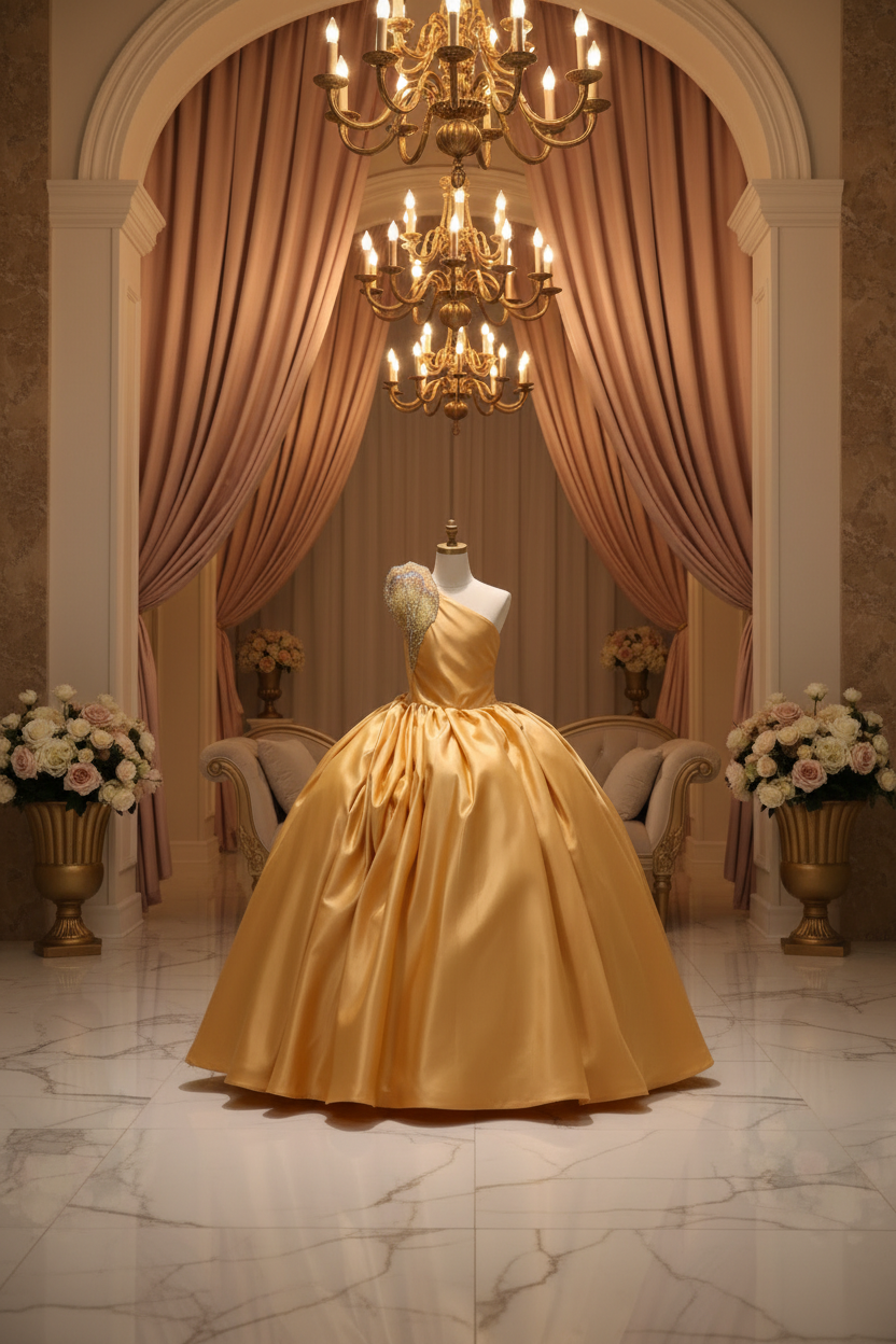Gold Birthday Princess Dress - Royal Palace Setting