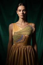 Premium embellished Gold long Bridesmaid /Birthday princess dress UK size 7 - 14 - Babydoll Princess