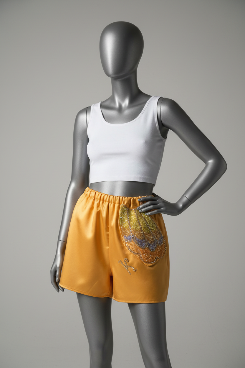 Premium Embellished Gold Shorts - Mannequin with Top